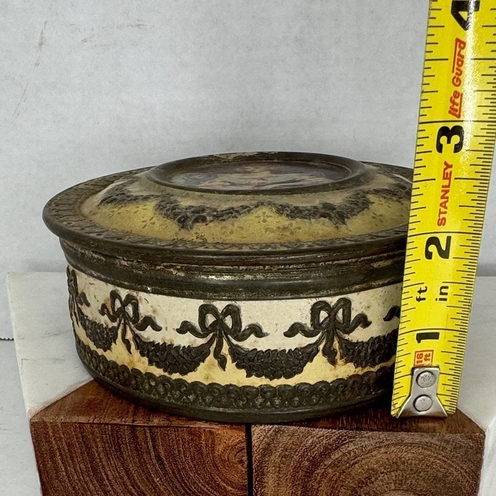 Antique Embossed Metal Meltis Limit Chocolate Tin Bedford, England